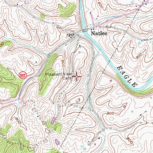 Topographic Map of Pleasant View Cemetery, KY