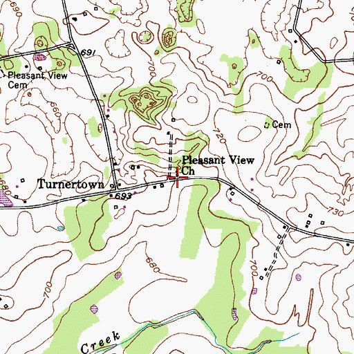 Topographic Map of Pleasant View Church, KY