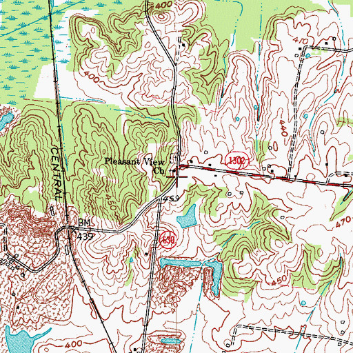Topographic Map of Pleasant View Church, KY