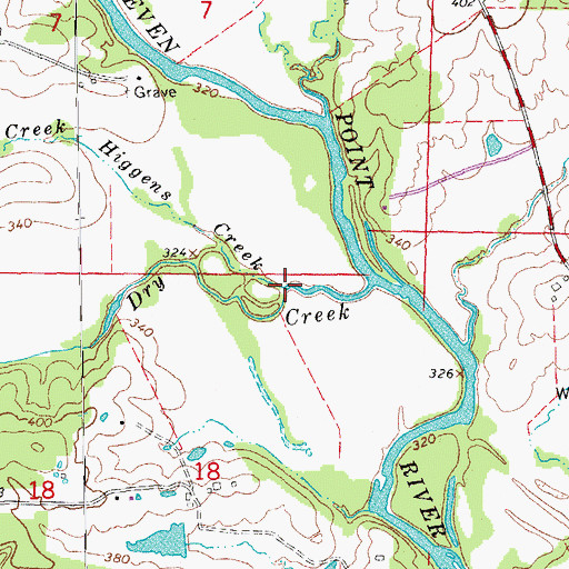 Topographic Map of Higgens Creek, AR