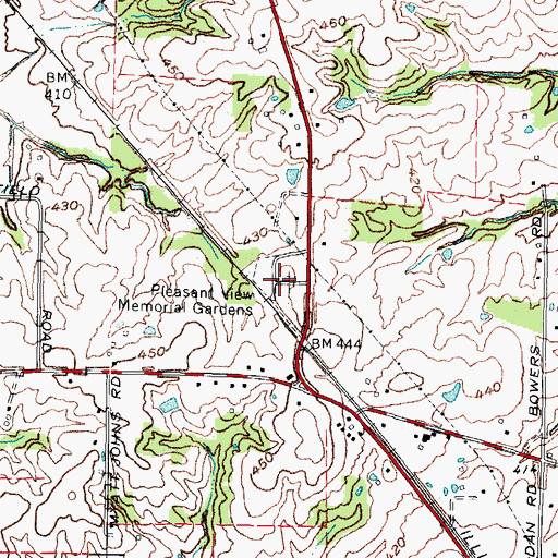Topographic Map of Pleasant View Memorial Gardens, KY