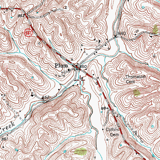 Topographic Map of Plum Lick Creek, KY