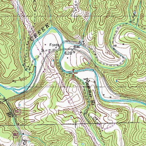 Topographic Map of Plummer Branch, KY