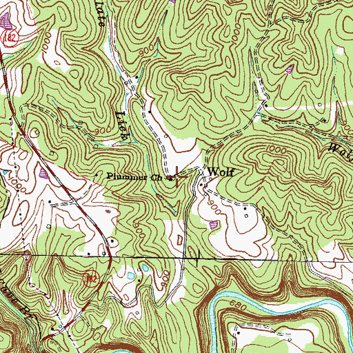 Topographic Map of Plummer Church, KY
