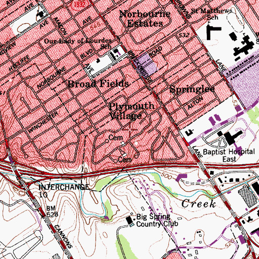 Topographic Map of Plymouth Village, KY