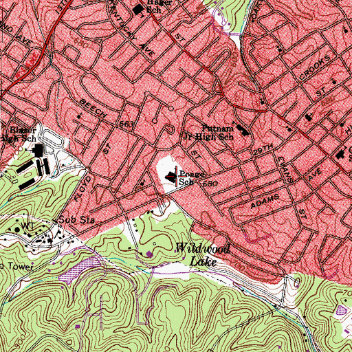 Topographic Map of Poage School, KY