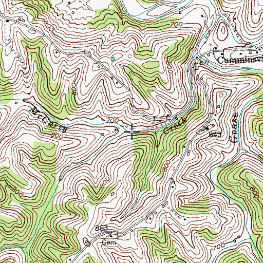 Topographic Map of Poe Creek, KY