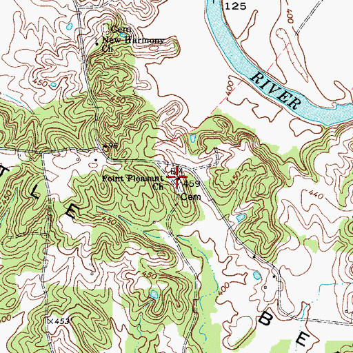 Topographic Map of Point Pleasant Church, KY
