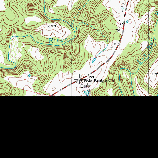 Topographic Map of Pole Bridge Church, KY