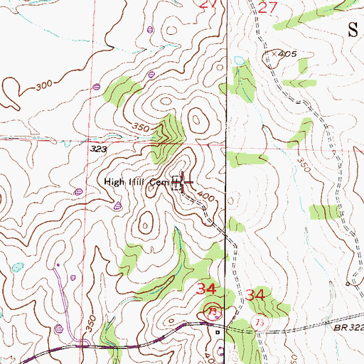 Topographic Map of High Hill Cemetery, AR