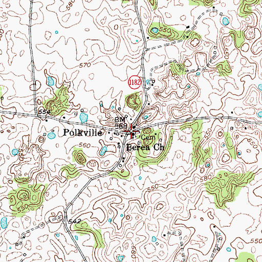 Topographic Map of Polkville, KY