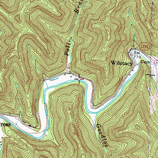 Topographic Map of Poll Branch, KY