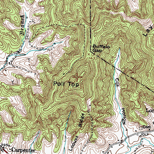 Topographic Map of Poll Top, KY