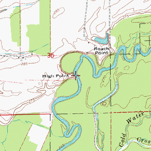 Topographic Map of High Point, AR