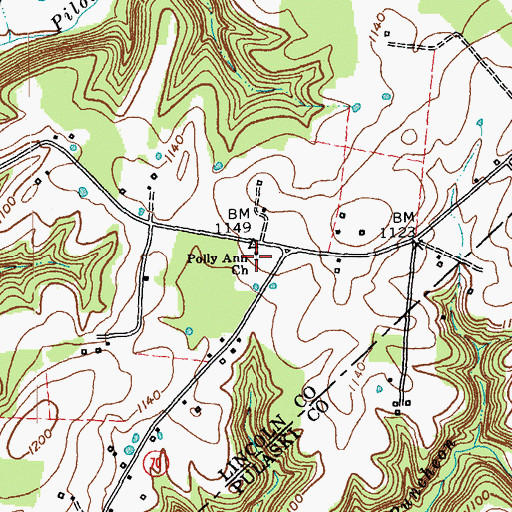 Topographic Map of Polly Ann Church, KY