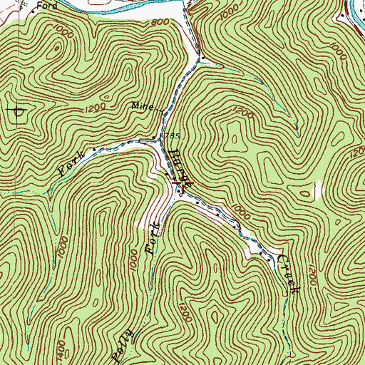 Topographic Map of Polly Fork, KY
