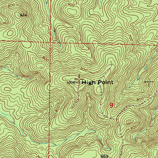 Topographic Map of High Point, AR