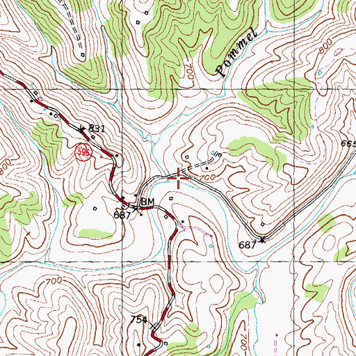 Topographic Map of Pommel Creek, KY
