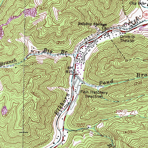 Topographic Map of Pond Branch, KY