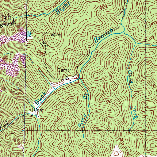 Topographic Map of Pond Branch, KY