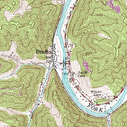 Topographic Map of Pond Creek, KY
