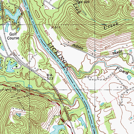 Topographic Map of Pond Creek, KY