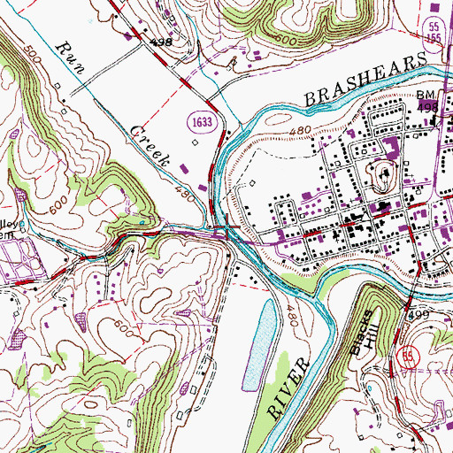Topographic Map of Pond Run Creek, KY