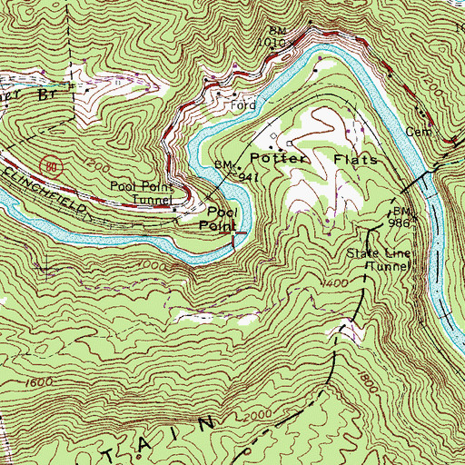 Topographic Map of Pool Point, KY