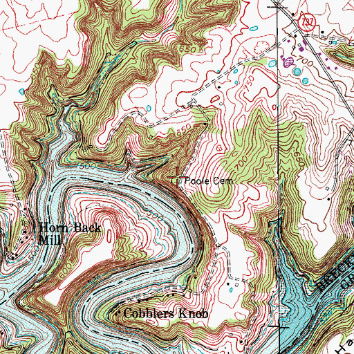 Topographic Map of Poole Cemetery, KY
