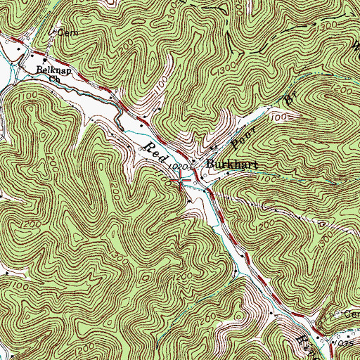Topographic Map of Poor Branch, KY