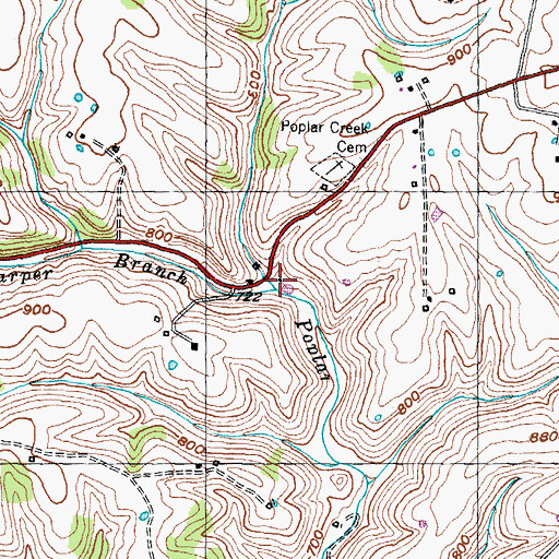 Topographic Map of Poorhouse Branch, KY