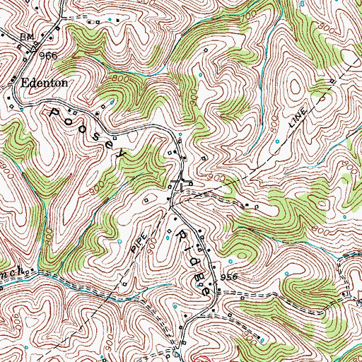 Topographic Map of Poosey Ridge, KY