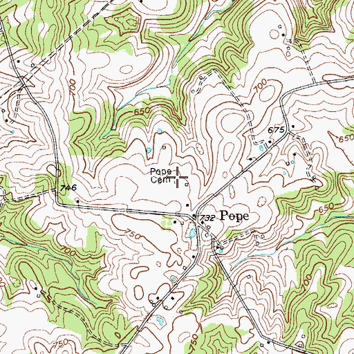 Topographic Map of Pope Cemetery, KY