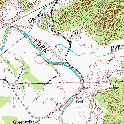 Topographic Map of Pope Creek, KY