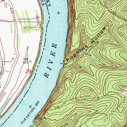 Topographic Map of Pophins Hollow, KY