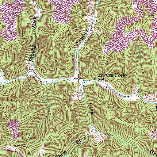 Topographic Map of Poplar Branch, KY