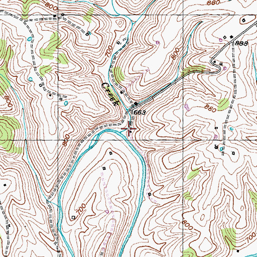 Topographic Map of Poplar Creek, KY