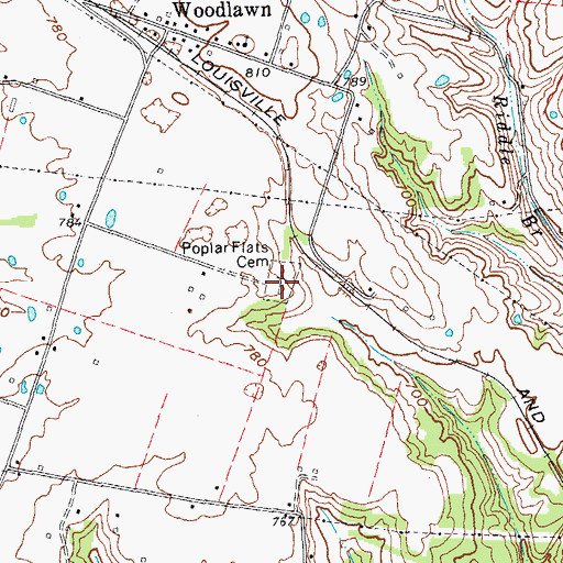 Topographic Map of Poplar Flats Cemetery, KY