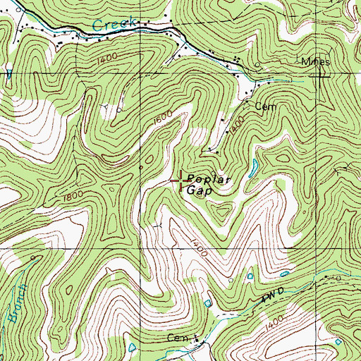 Topographic Map of Poplar Gap, KY