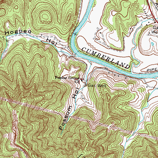 Topographic Map of Poplar Grove Church, KY