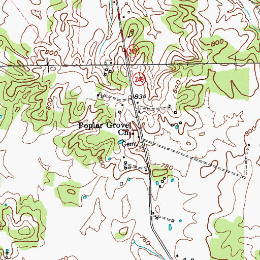 Topographic Map of Poplar Grove Church, KY