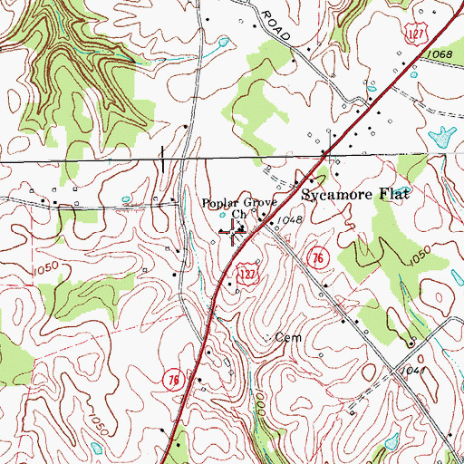 Topographic Map of Poplar Grove Church, KY