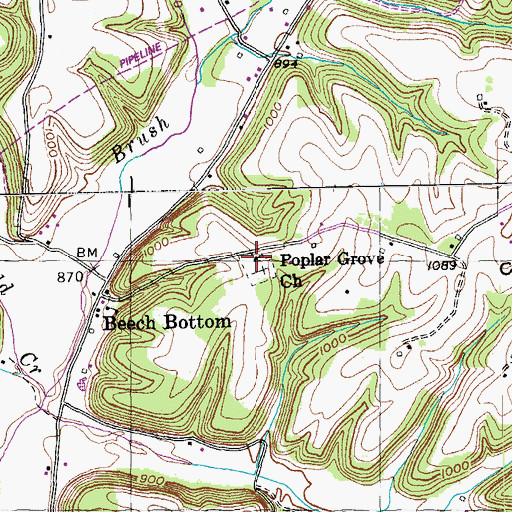 Topographic Map of Poplar Grove Baptist Church, KY