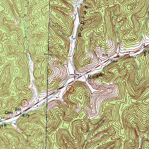 Topographic Map of Poplar Hollow, KY