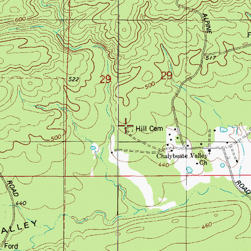 Topographic Map of Hill Cemetery, AR
