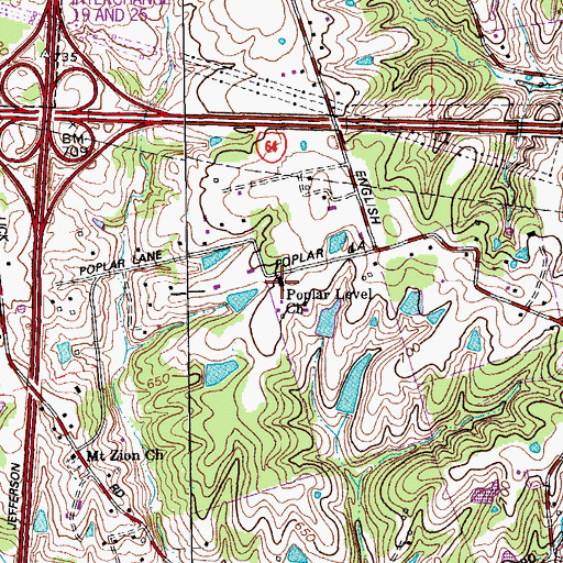 Topographic Map of Poplar Level Church, KY