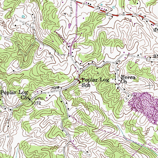 Topographic Map of Poplar Log School, KY