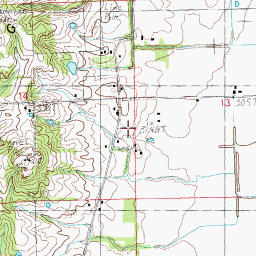 Topographic Map of Hill Cemetery, AR