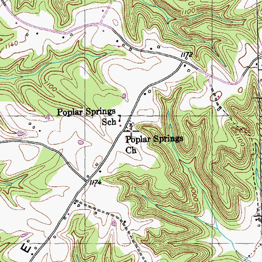 Topographic Map of Poplar Springs Church, KY