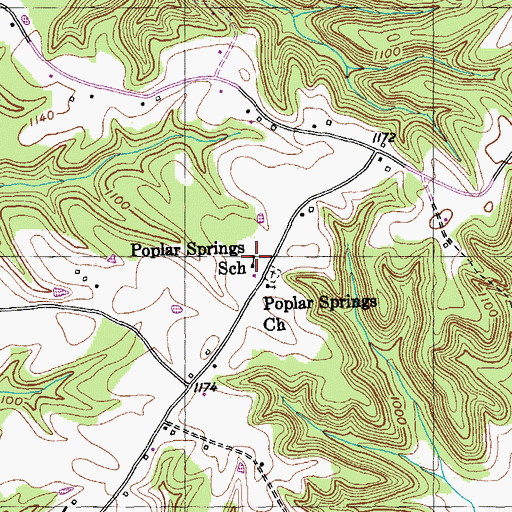 Topographic Map of Poplar Springs School, KY
